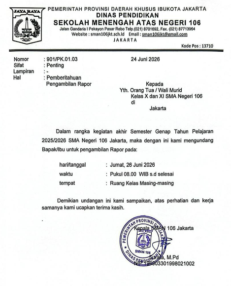 Pengambilan Rapor Genap 2025/2026